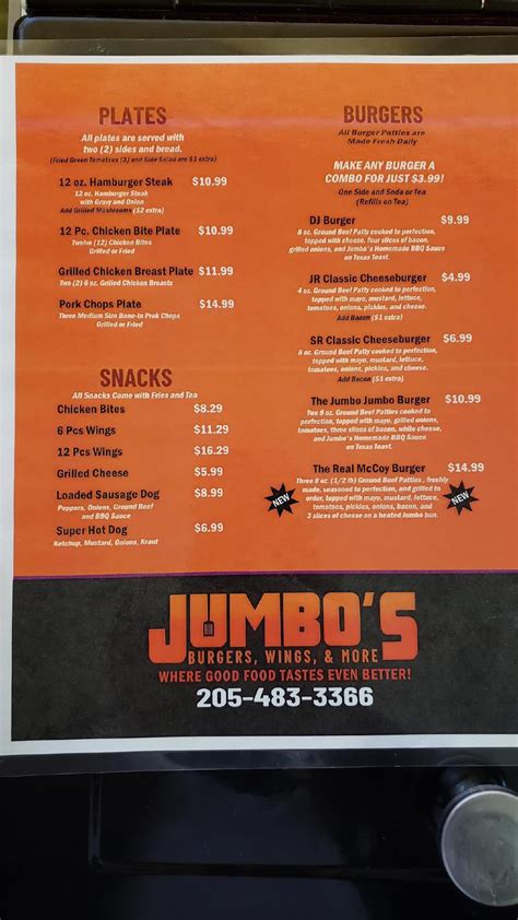 jumbo's burgers, wings & more menu  Taste of the Fair